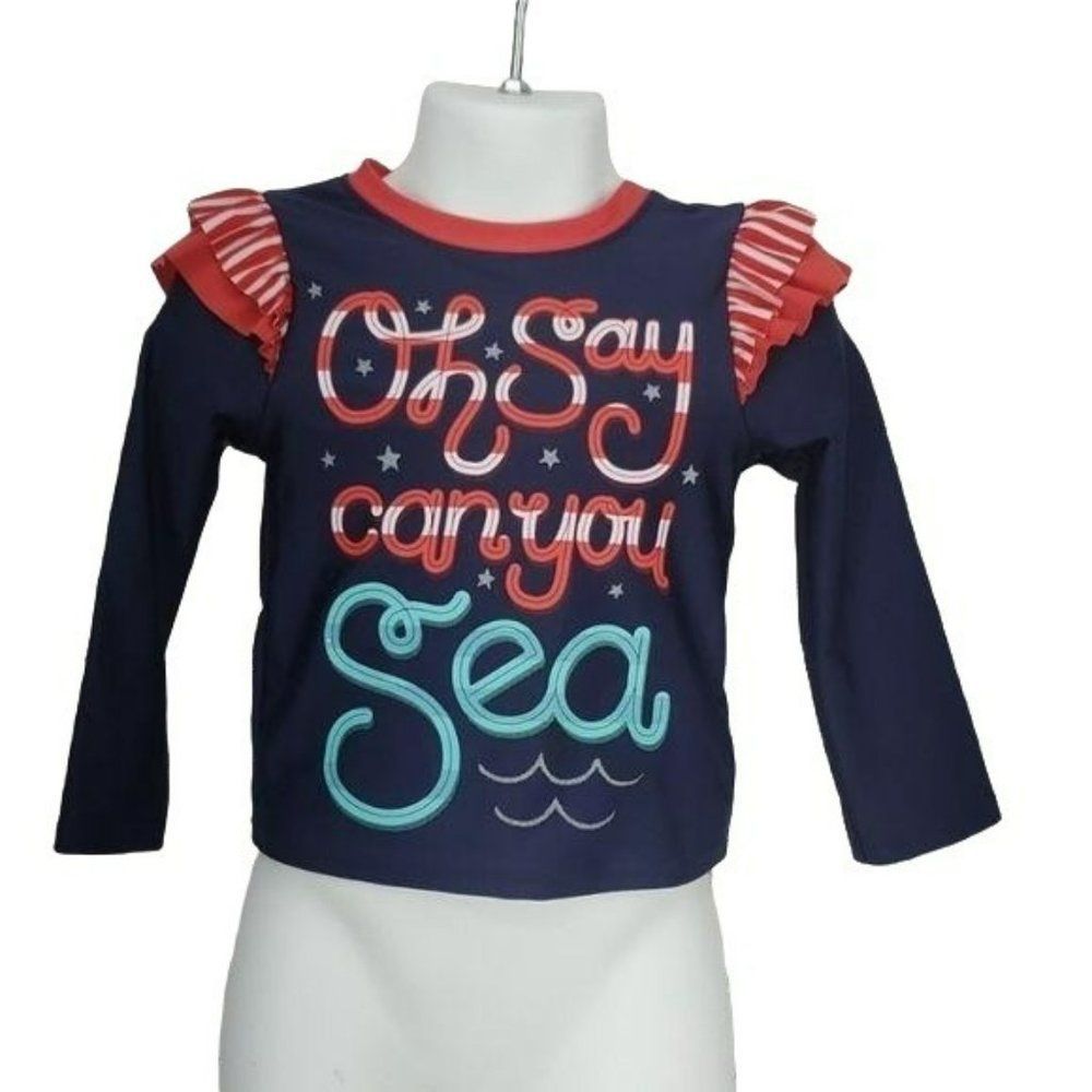 Cat and Jack Nautical Oh Say Can‎ See Long Sleeve Swim Shirt 5T